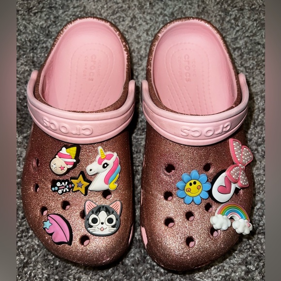 CROCS Shoes Girls Pink Glitter Crocs Poshmark